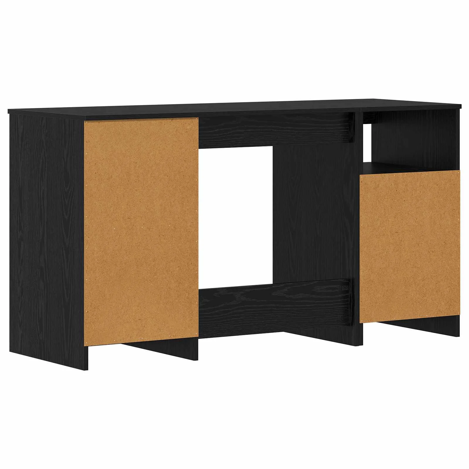 Bureau 2 pièces 140 x 50 x 76 cm chêne noir bois d'ingénierie – vue de dessus