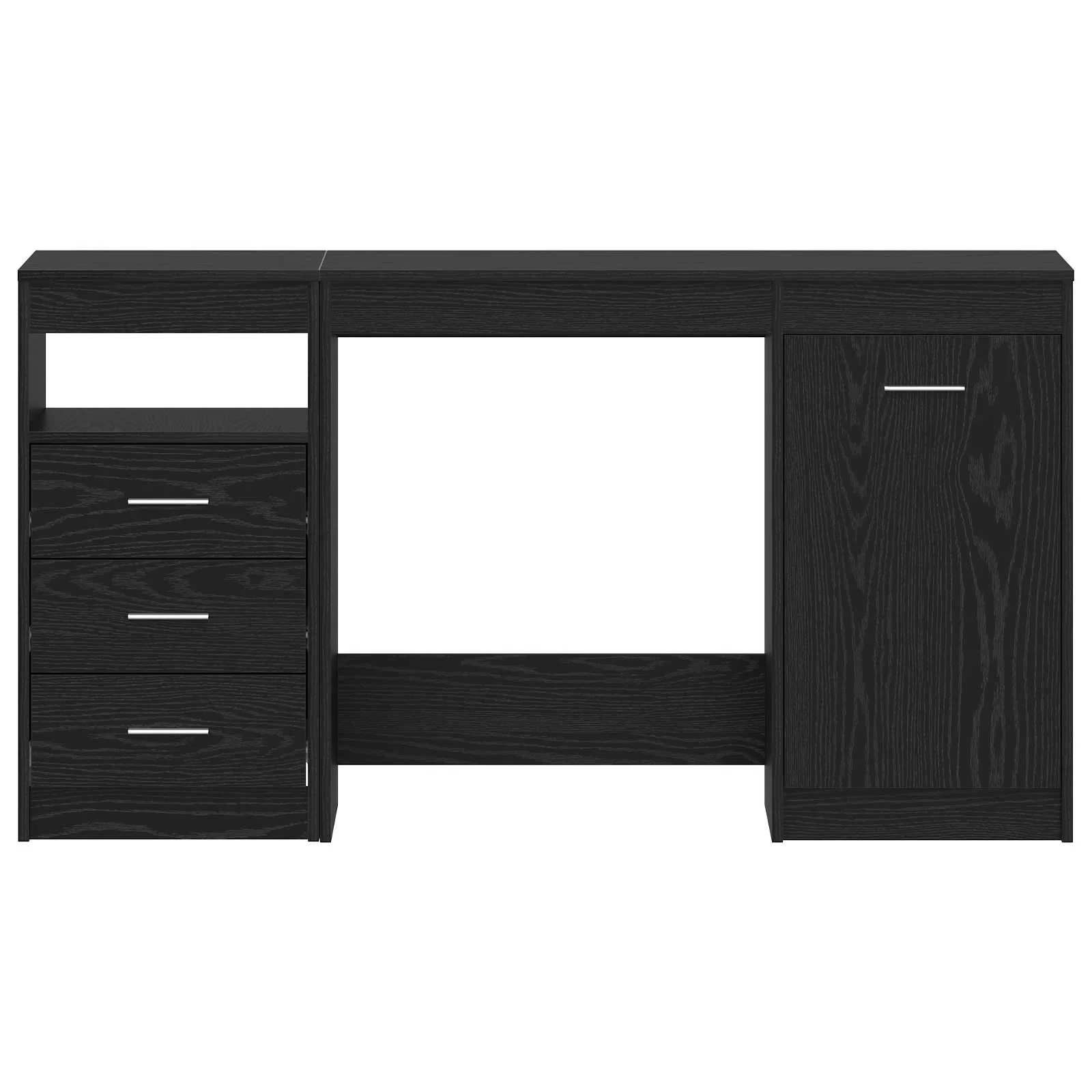 Bureau 2 pièces 140 x 50 x 76 cm chêne noir bois d'ingénierie – vue de détail