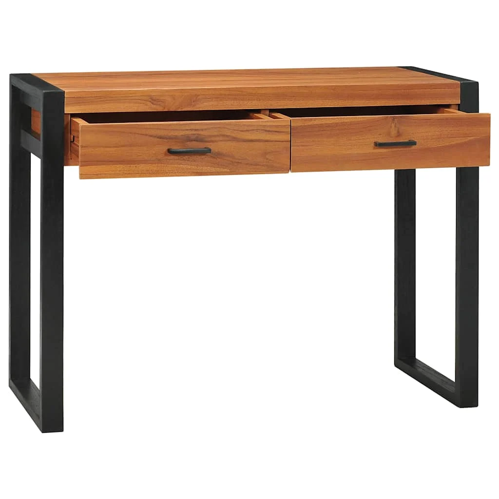 Bureau avec 2 tiroirs 100 x 40 x 75 cm brun contreplaqué – vue de côté