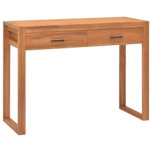 Bureau avec 2 tiroirs 100 x 40 x 75 cm brun contreplaqué – modèle 2 – vue d’ensemble