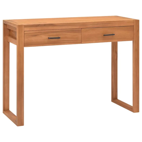 Bureau avec 2 tiroirs 100 x 40 x 75 cm brun contreplaqué – modèle 2 – vue d’ensemble