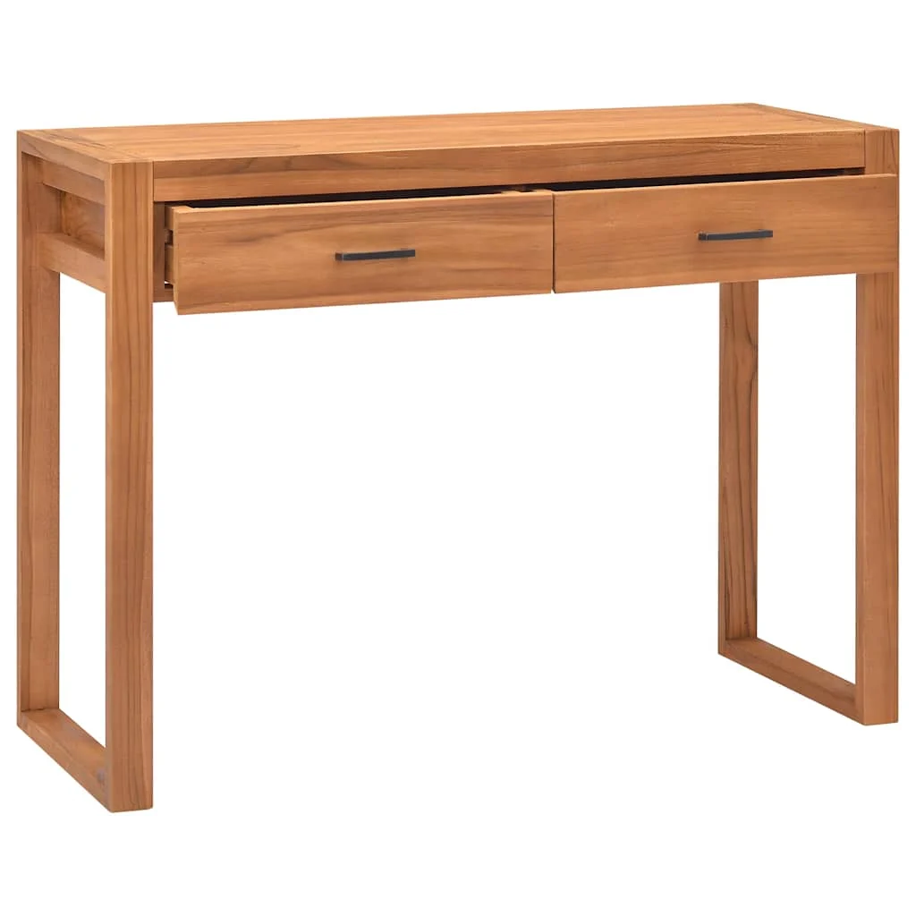 Bureau avec 2 tiroirs 100 x 40 x 75 cm brun contreplaqué – modèle 2 – vue de côté