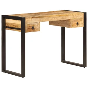 Bureau avec 2 tiroirs 110 x 50 x 77 cm brun bois massif de manguier – vue d’ensemble