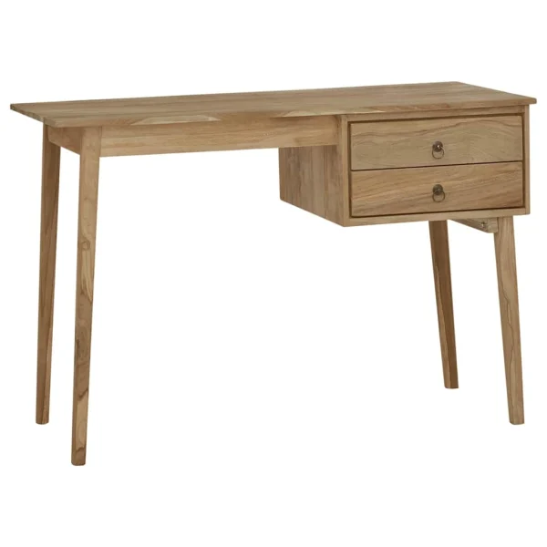Bureau avec 2 tiroirs 110 x 52 x 75 cm brun bois massif de teck – vue d’ensemble