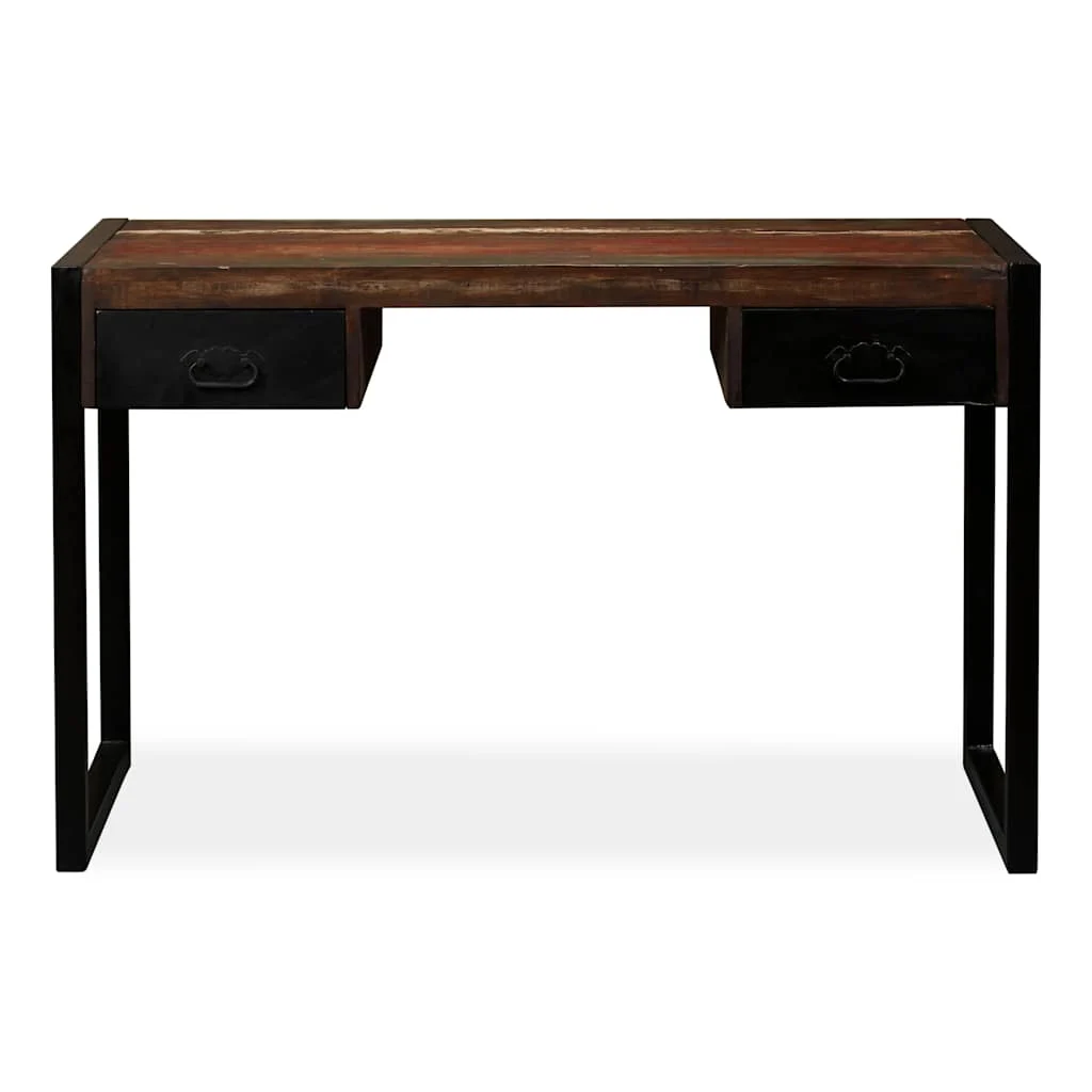 Bureau avec 2 tiroirs 120 x 50 x 76 cm multicolore bois massif de récupération – vue de dessus