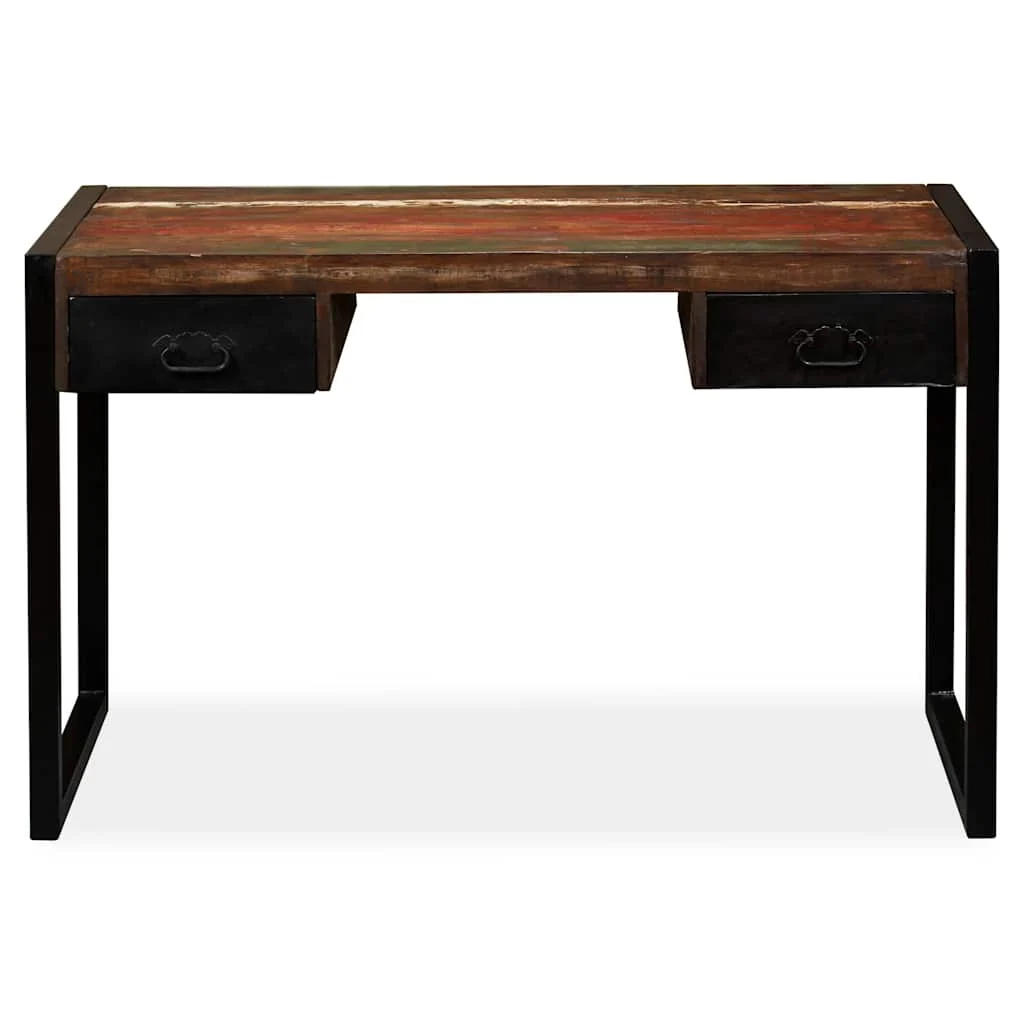 Bureau avec 2 tiroirs 120 x 50 x 76 cm multicolore bois massif de récupération – vue de côté