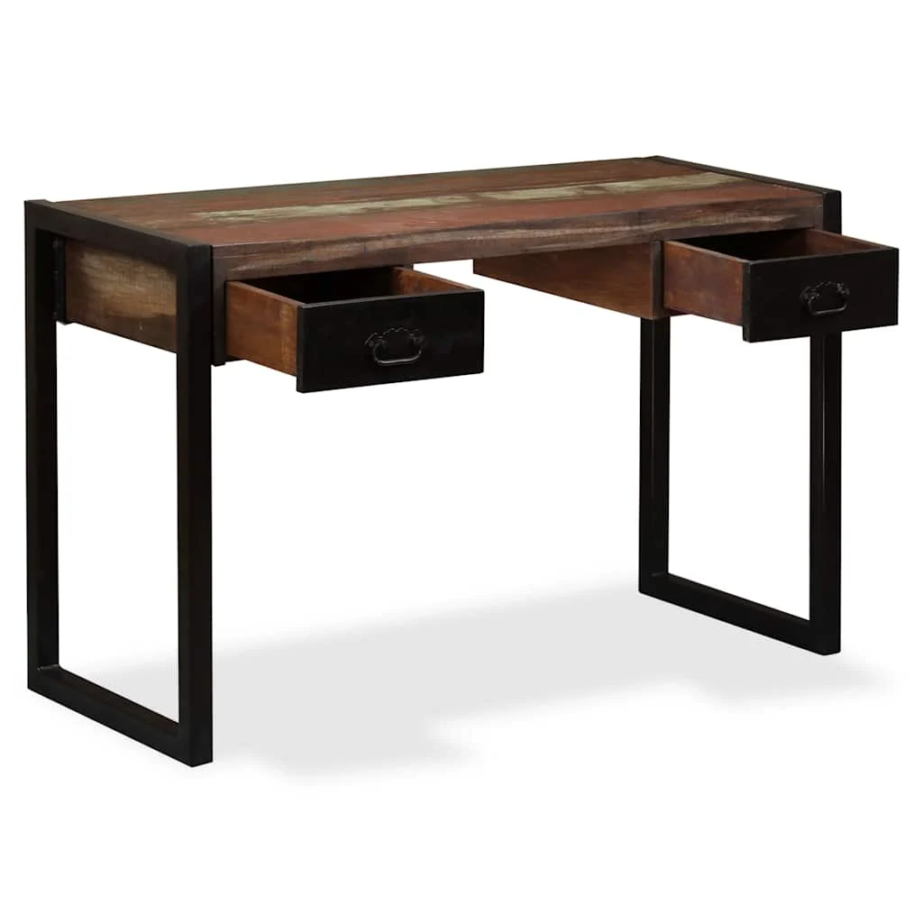 Bureau avec 2 tiroirs 120 x 50 x 76 cm multicolore bois massif de récupération – vue de détail