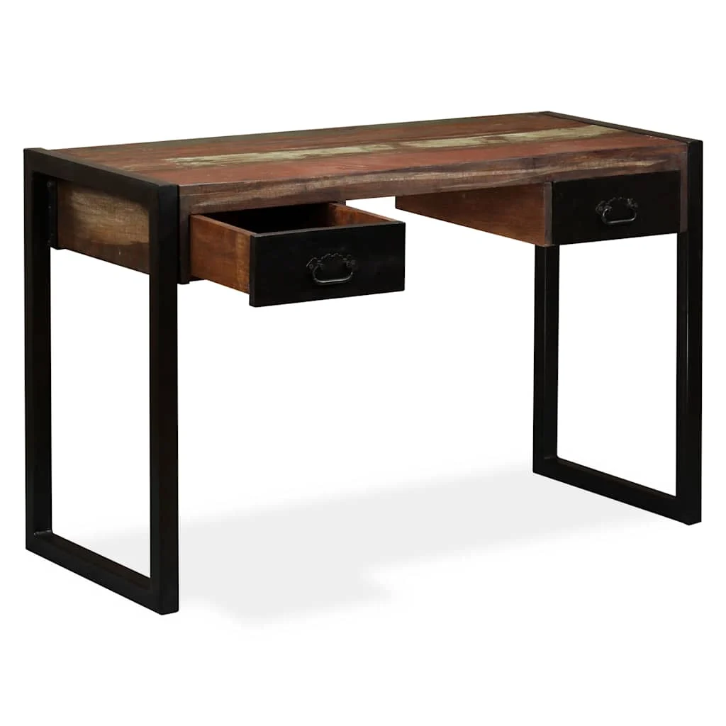 Bureau avec 2 tiroirs 120 x 50 x 76 cm multicolore bois massif de récupération – vue en situation
