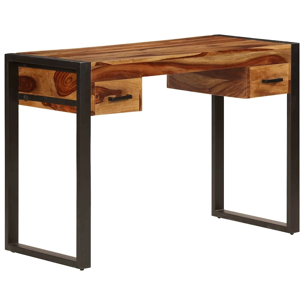 Bureau avec 2 tiroirs de Sesham 110 x 50 x 77 cm brun bois massif – vue d’ensemble