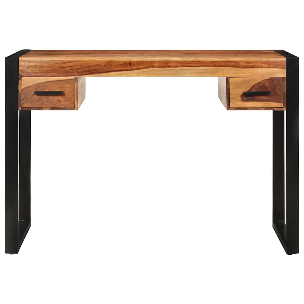 Bureau avec 2 tiroirs de Sesham 110 x 50 x 77 cm brun bois massif – vue de côté
