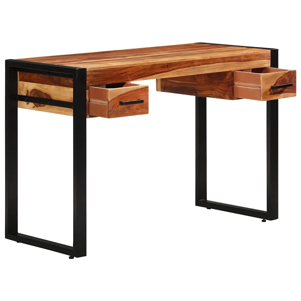 Bureau avec 2 tiroirs de Sesham 110 x 50 x 77 cm brun bois massif – vue de détail