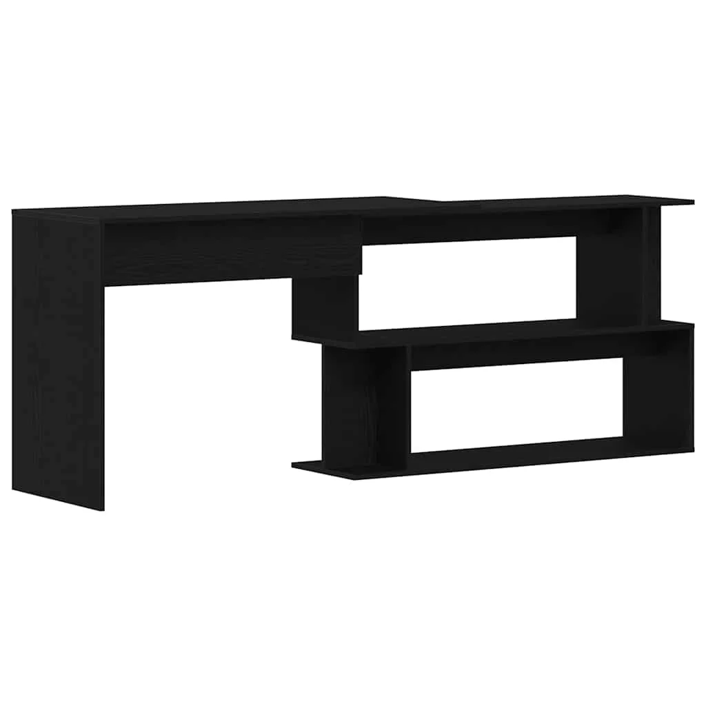 Bureau 200 x 50 x 76 cm chêne noir bois d'ingénierie – vue de dessus