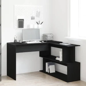Bureau 200 x 50 x 76 cm chêne noir bois d'ingénierie – vue d’ensemble