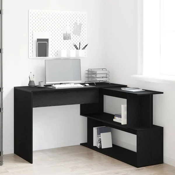 Bureau 200 x 50 x 76 cm chêne noir bois d'ingénierie – vue d’ensemble