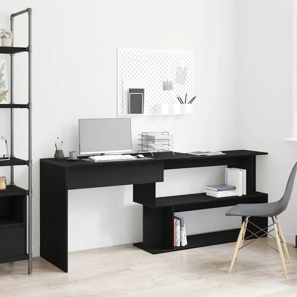Bureau 200 x 50 x 76 cm chêne noir bois d'ingénierie – vue en situation