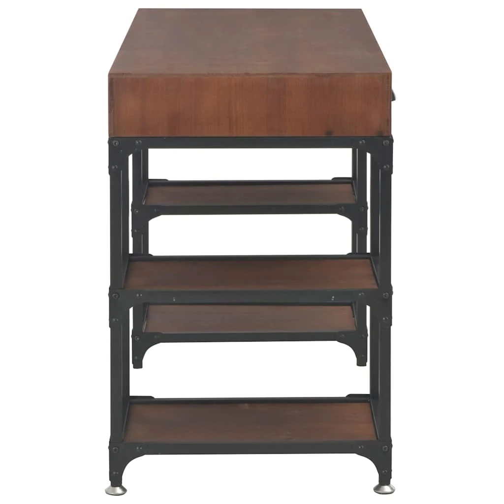 Bureau avec 3 tiroirs 110 x 50 x 78 cm brun bois massif de pin – vue de dessus