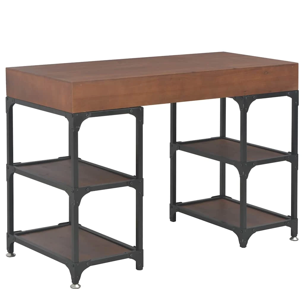 Bureau avec 3 tiroirs 110 x 50 x 78 cm brun bois massif de pin – vue en situation