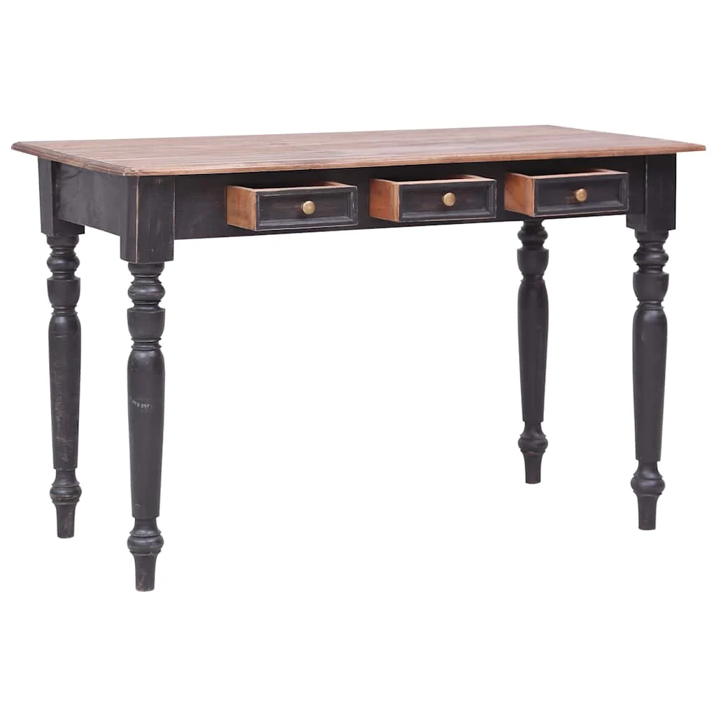 Bureau avec 3 tiroirs 117 x 57 x 75 cm vieux marron bois massif d'acajou – vue de dessus