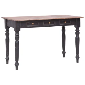 Bureau avec 3 tiroirs 117 x 57 x 75 cm vieux marron bois massif d'acajou – vue d’ensemble