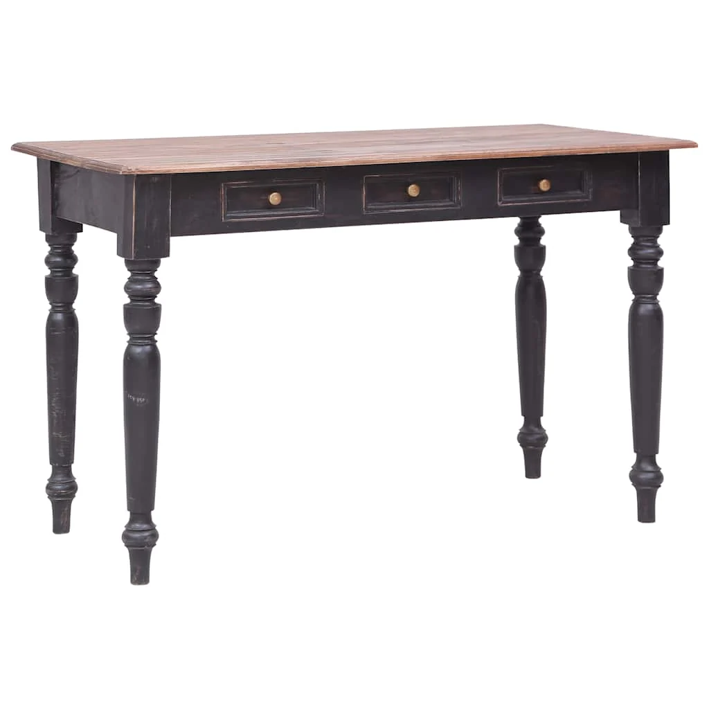 Bureau avec 3 tiroirs 117 x 57 x 75 cm vieux marron bois massif d'acajou – vue d’ensemble