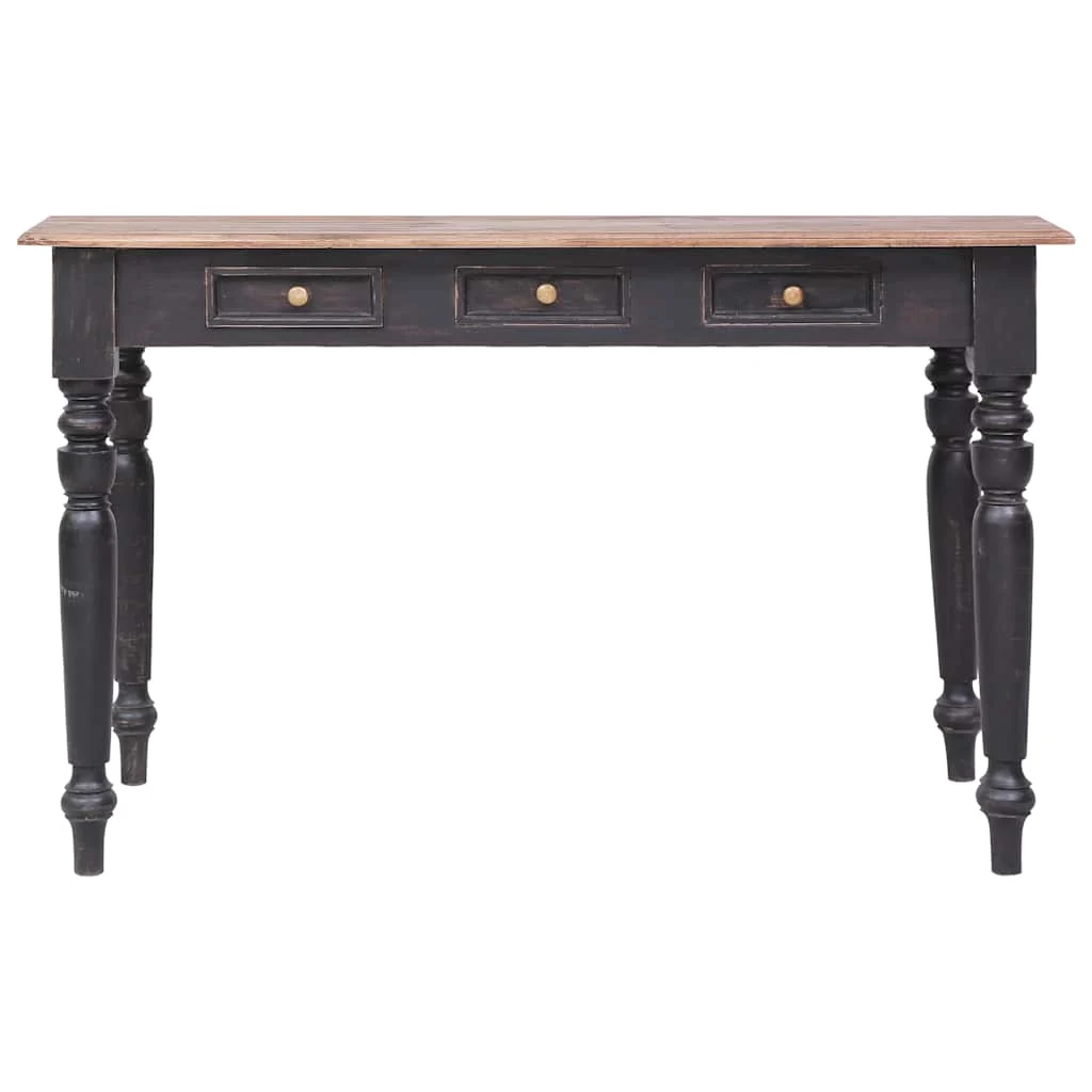 Bureau avec 3 tiroirs 117 x 57 x 75 cm vieux marron bois massif d'acajou – vue de côté