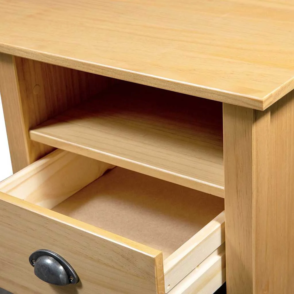 Bureau avec 3 tiroirs 120 x 50 x 74 cm marron bois massif de pin – vue de dessus