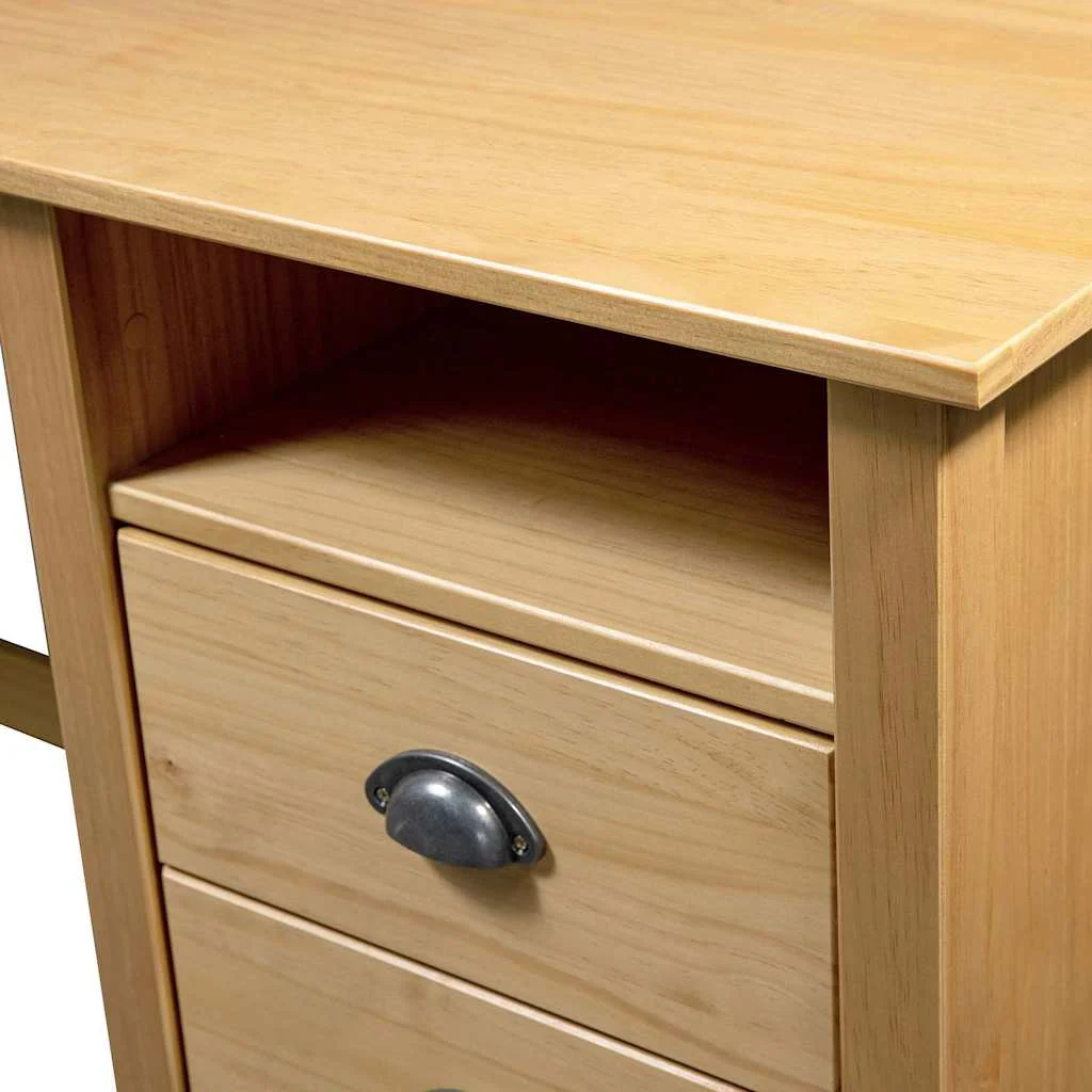 Bureau avec 3 tiroirs 120 x 50 x 74 cm marron bois massif de pin – vue en situation