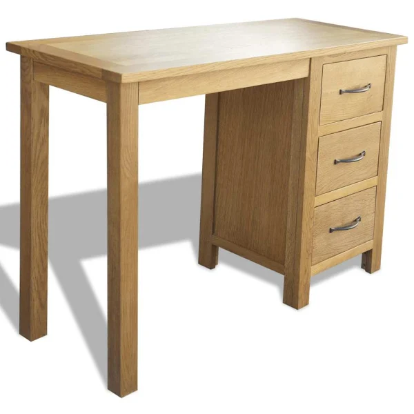 Bureau avec 3 tiroirs Bois 106 x 40 x 75 cm brun bois massif de chêne – vue d’ensemble