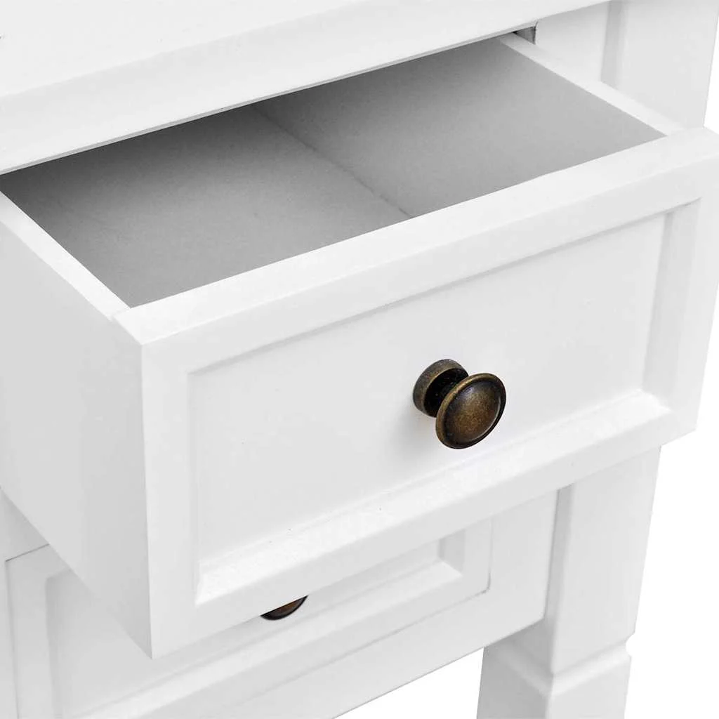 Bureau à 5 tiroirs 109,5 x 45 x 77,5 cm blanc mdf – vue de dessus
