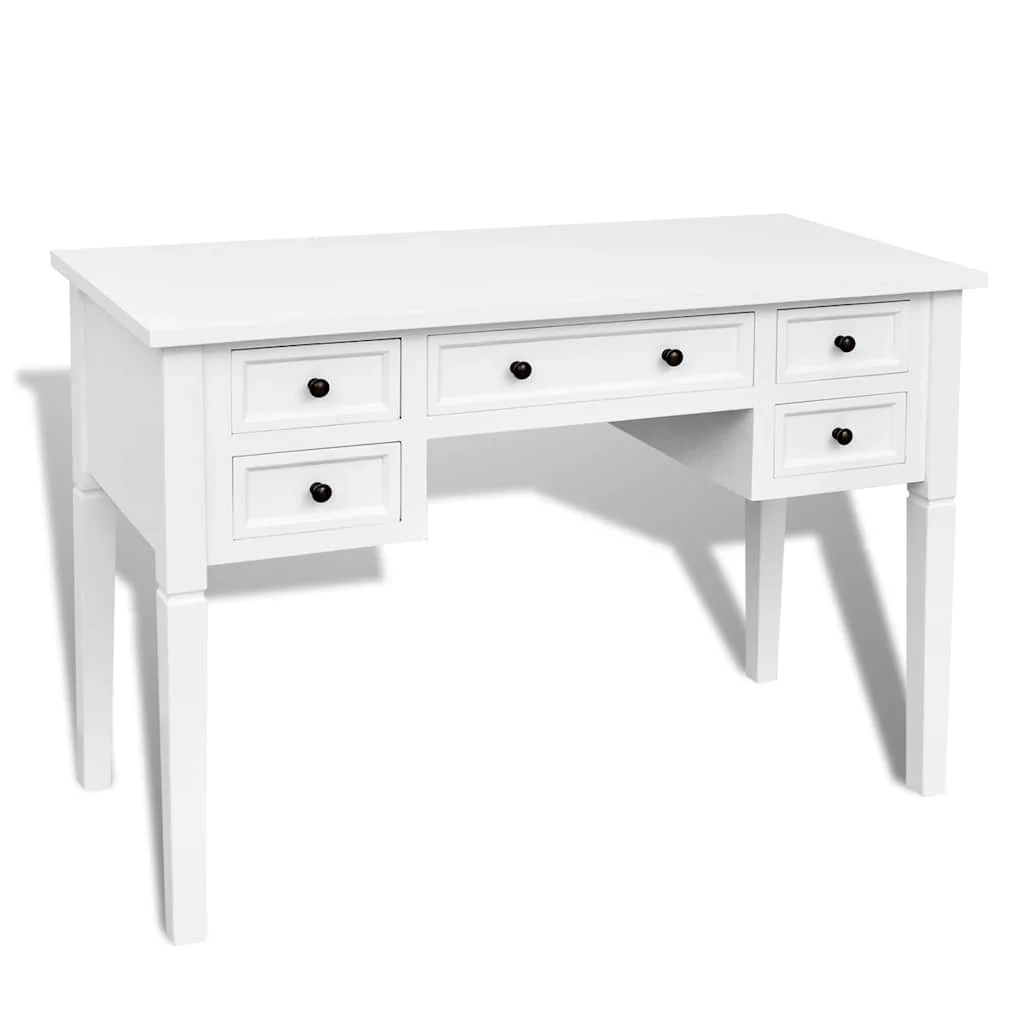Bureau à 5 tiroirs 109,5 x 45 x 77,5 cm blanc mdf – vue de côté