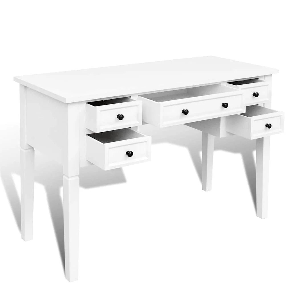 Bureau à 5 tiroirs 109,5 x 45 x 77,5 cm blanc mdf – vue en situation