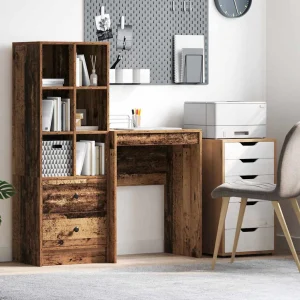 Bureau 60 x 40 x 76 cm bois ancien bois d'ingénierie – vue d’ensemble