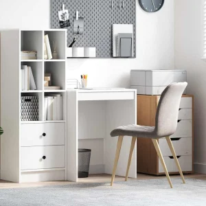 Bureau 60 x 50 x 76 cm blanc bois d'ingénierie – vue d’ensemble