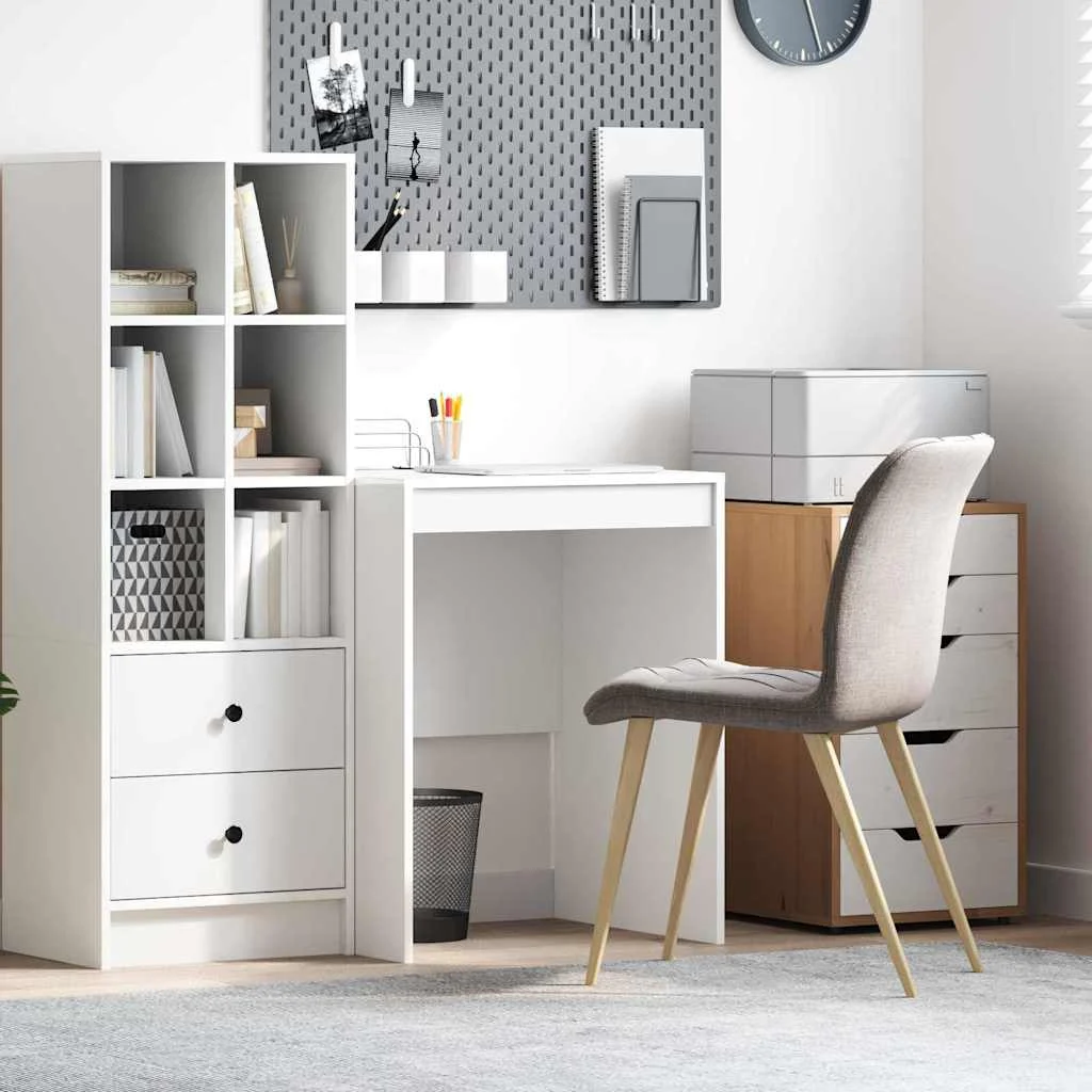 Bureau 60 x 50 x 76 cm blanc bois d'ingénierie – vue d’ensemble