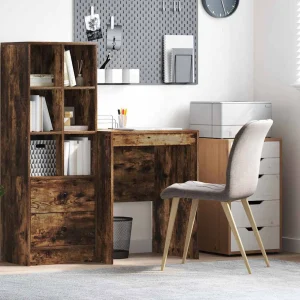Bureau 60 x 50 x 76 cm chêne fumé bois d'ingénierie – vue d’ensemble