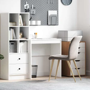 Bureau 70 x 40 x 76 cm blanc bois d'ingénierie – vue d’ensemble