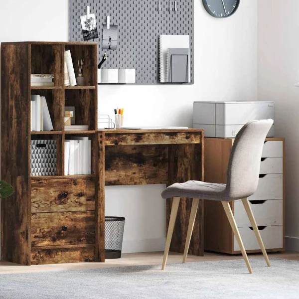 Bureau 70 x 40 x 76 cm chêne fumé bois d'ingénierie – vue d’ensemble