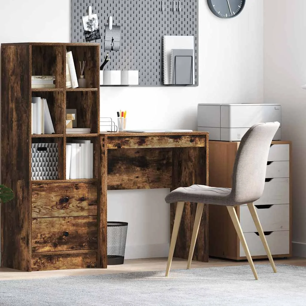 Bureau 70 x 40 x 76 cm chêne fumé bois d'ingénierie – vue d’ensemble