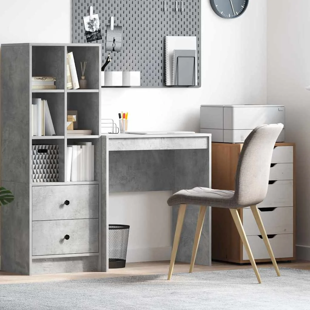Bureau 70 x 40 x 76 cm gris béton bois d'ingénierie – vue d’ensemble