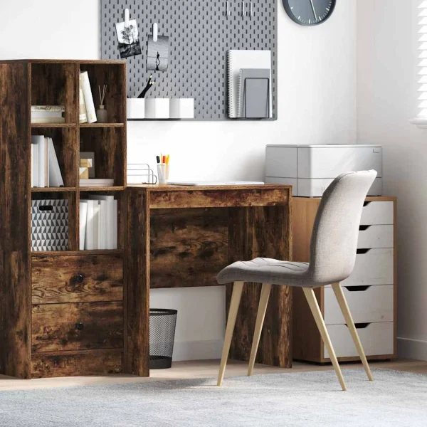 Bureau 70 x 50 x 76 cm chêne fumé bois d'ingénierie – vue d’ensemble