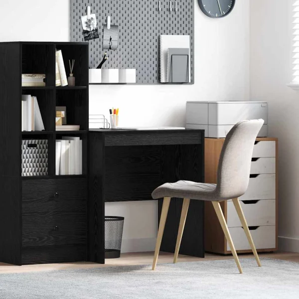 Bureau 70 x 50 x 76 cm chêne noir bois d'ingénierie – vue d’ensemble
