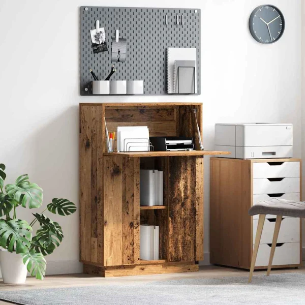 Bureau 71,5 x 31,5 x 106,5 cm bois ancien bois d'ingénierie – vue d’ensemble