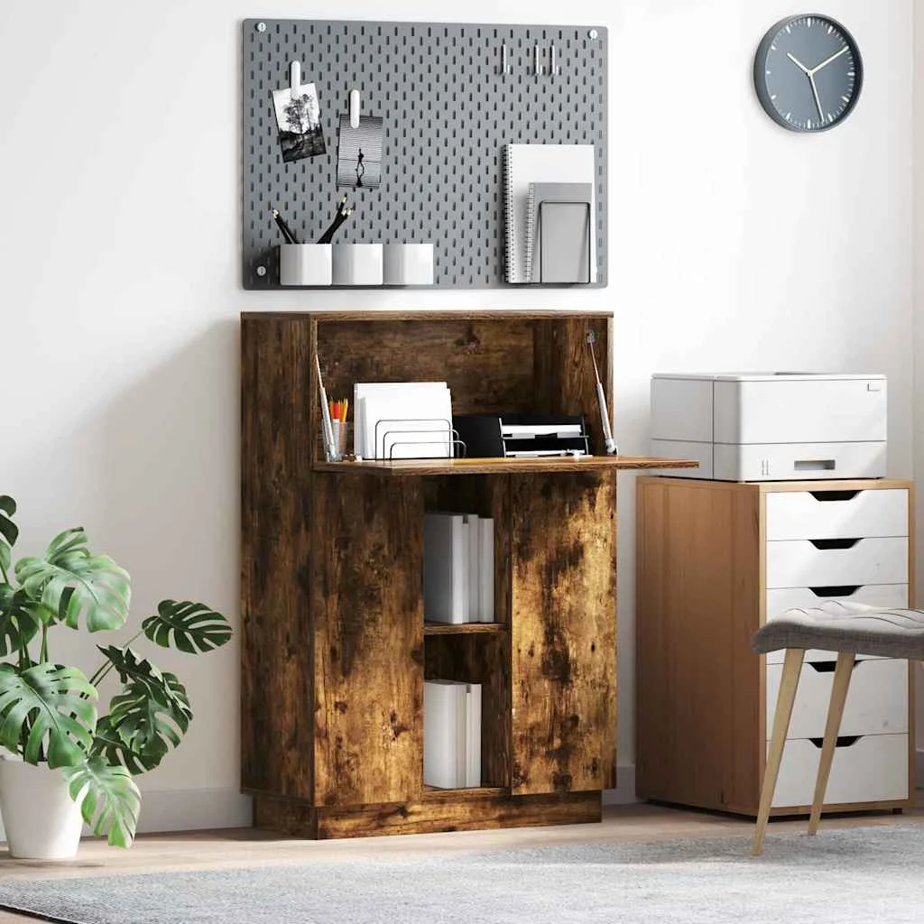 Bureau 71,5 x 31,5 x 106,5 cm chêne fumé bois d'ingénierie – vue d’ensemble