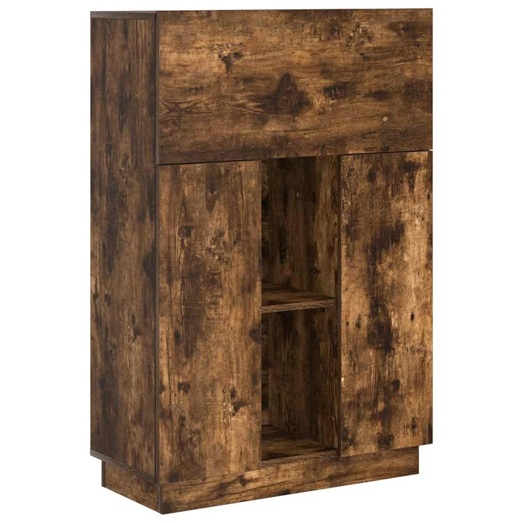 Bureau 71,5 x 31,5 x 106,5 cm chêne fumé bois d'ingénierie – vue de côté