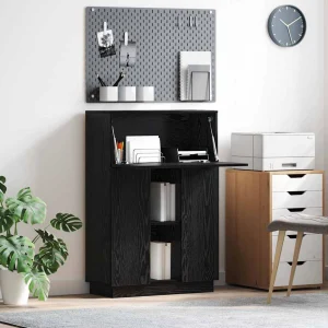 Bureau 71,5 x 31,5 x 106,5 cm chêne noir bois d'ingénierie – vue d’ensemble