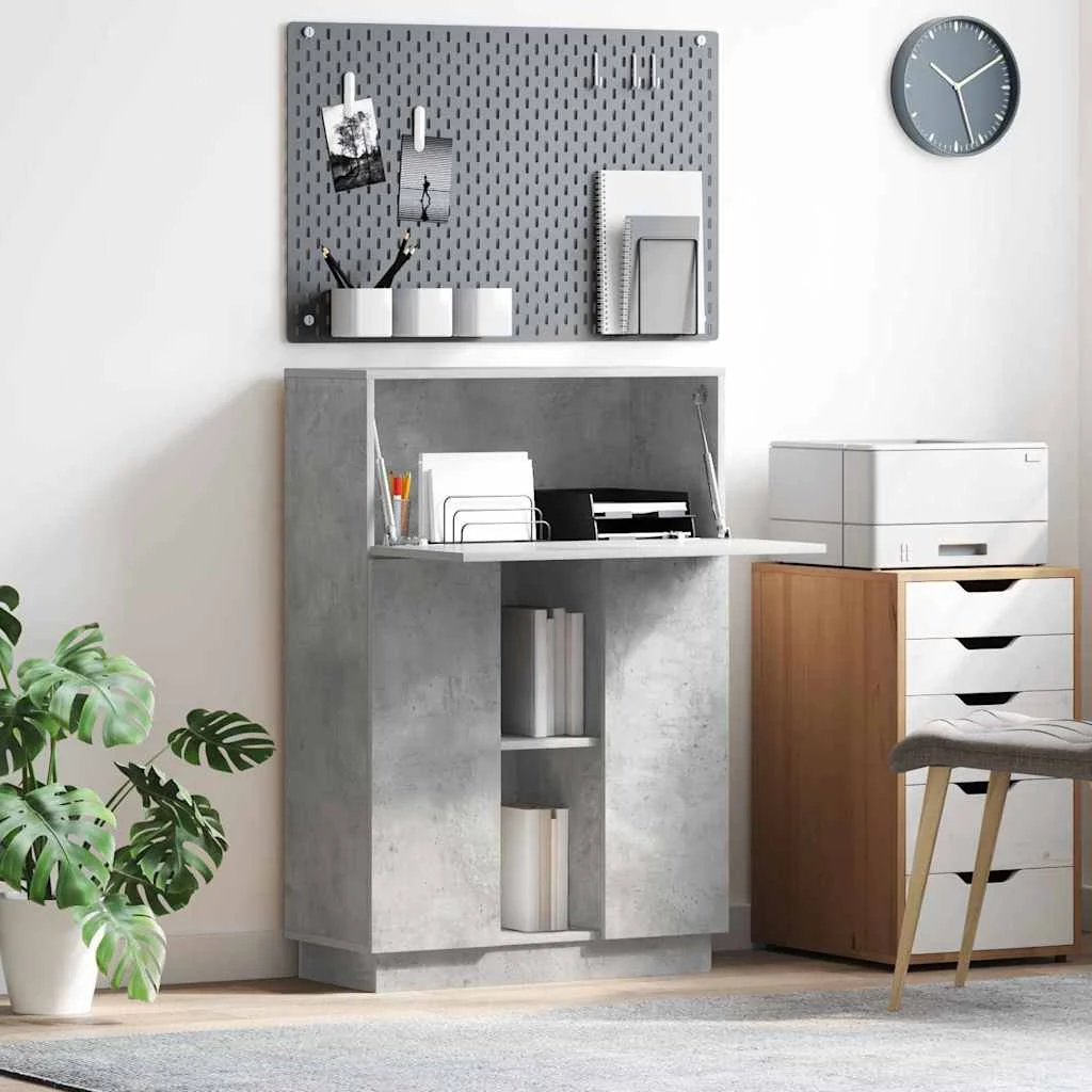 Bureau 71,5 x 31,5 x 106,5 cm gris béton bois d'ingénierie – vue d’ensemble