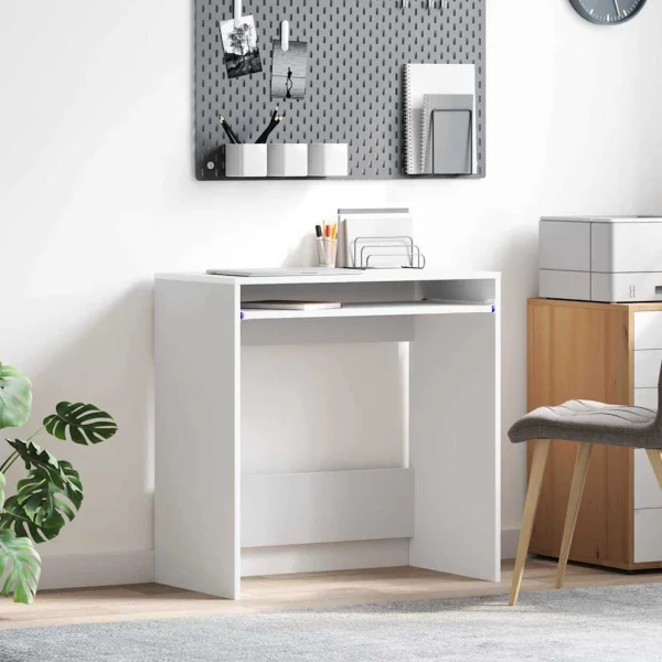 Bureau 77,5 x 43 x 79 cm blanc bois d'ingénierie – vue d’ensemble