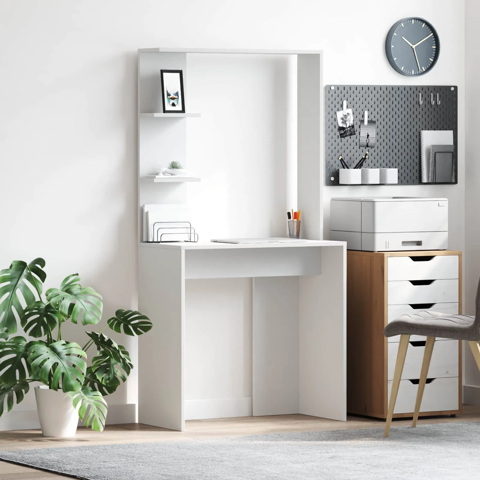 Bureau 78,5 x 37 x 154,5 cm blanc bois d'ingénierie – vue d’ensemble