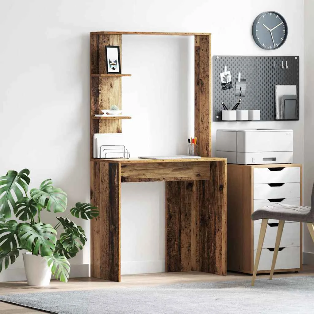 Bureau 78,5 x 37 x 154,5 cm bois ancien bois d'ingénierie – vue d’ensemble