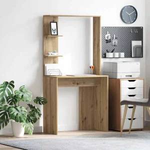 Bureau 78,5 x 37 x 154,5 cm chêne artisanal bois d'ingénierie – vue d’ensemble